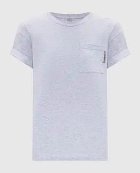 Brunello Cucinelli Gray melange t-shirt with monil chain