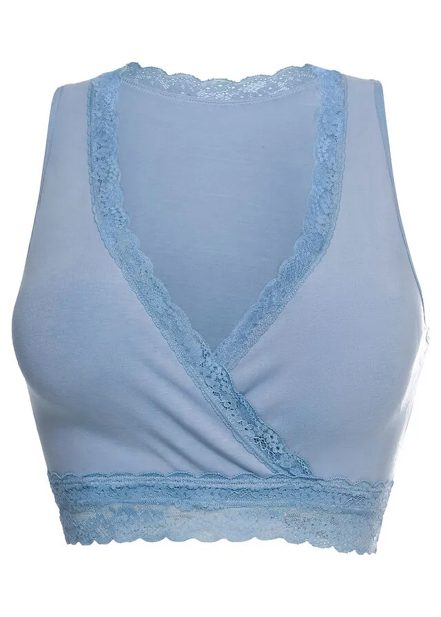 Bustier de lactancia de algodón orgánico Azul