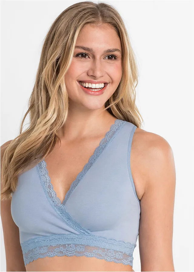 Bustier de lactancia de algodón orgánico Azul