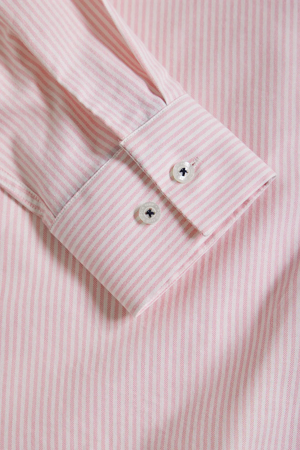 Camisa Oxford de rayas rosa con logo Rigby Go