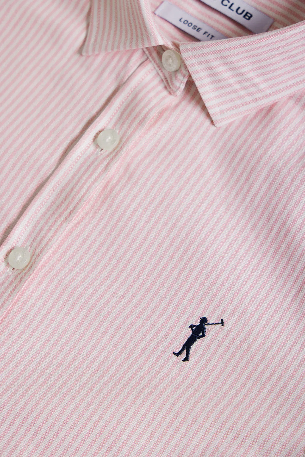 Camisa Oxford de rayas rosa con logo Rigby Go