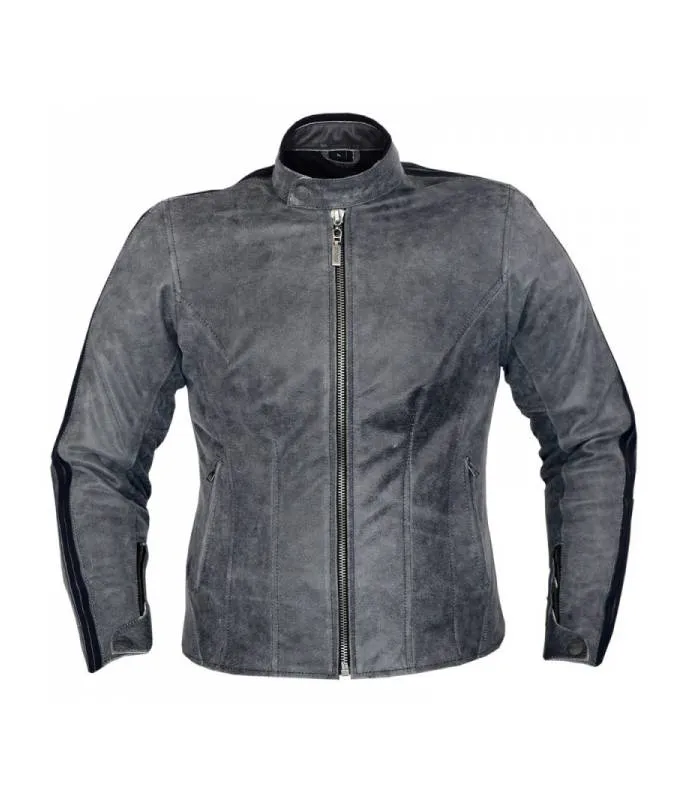 Chaqueta moto de cuero para mujer con protecciones color gris 1220 CROFT OSX