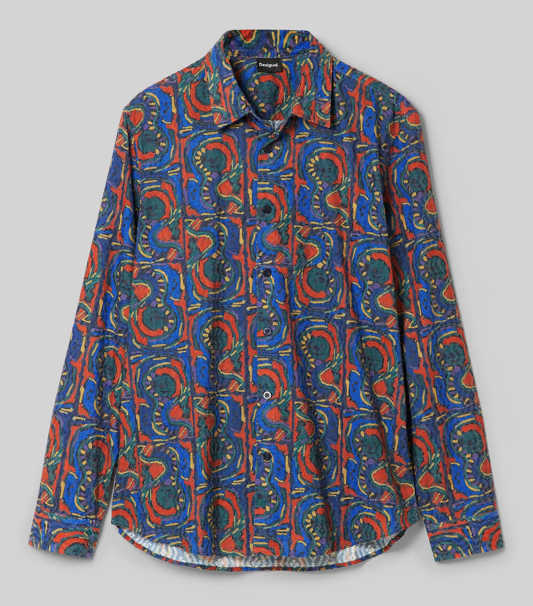 Desigual Camisa Manga Larga Postales Hombre