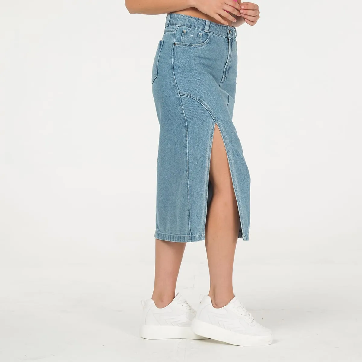 Falda Denim Midi Block