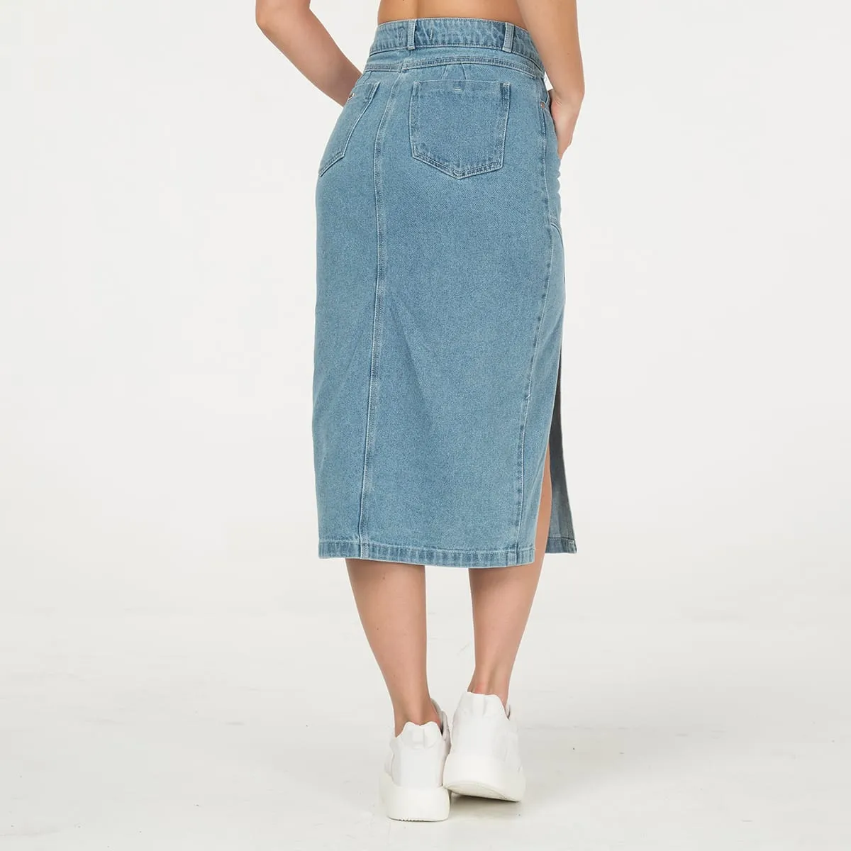 Falda Denim Midi Block