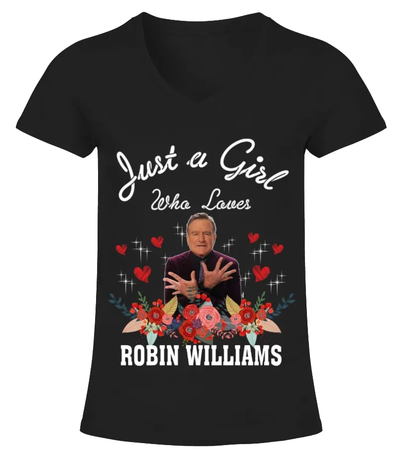 GIRL WHO LOVES ROBIN WILLIAMS Camiseta cuello pico Mujer