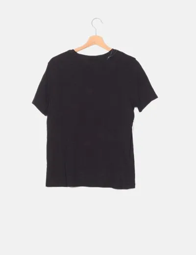 H&M Camiseta básica negra manga corta