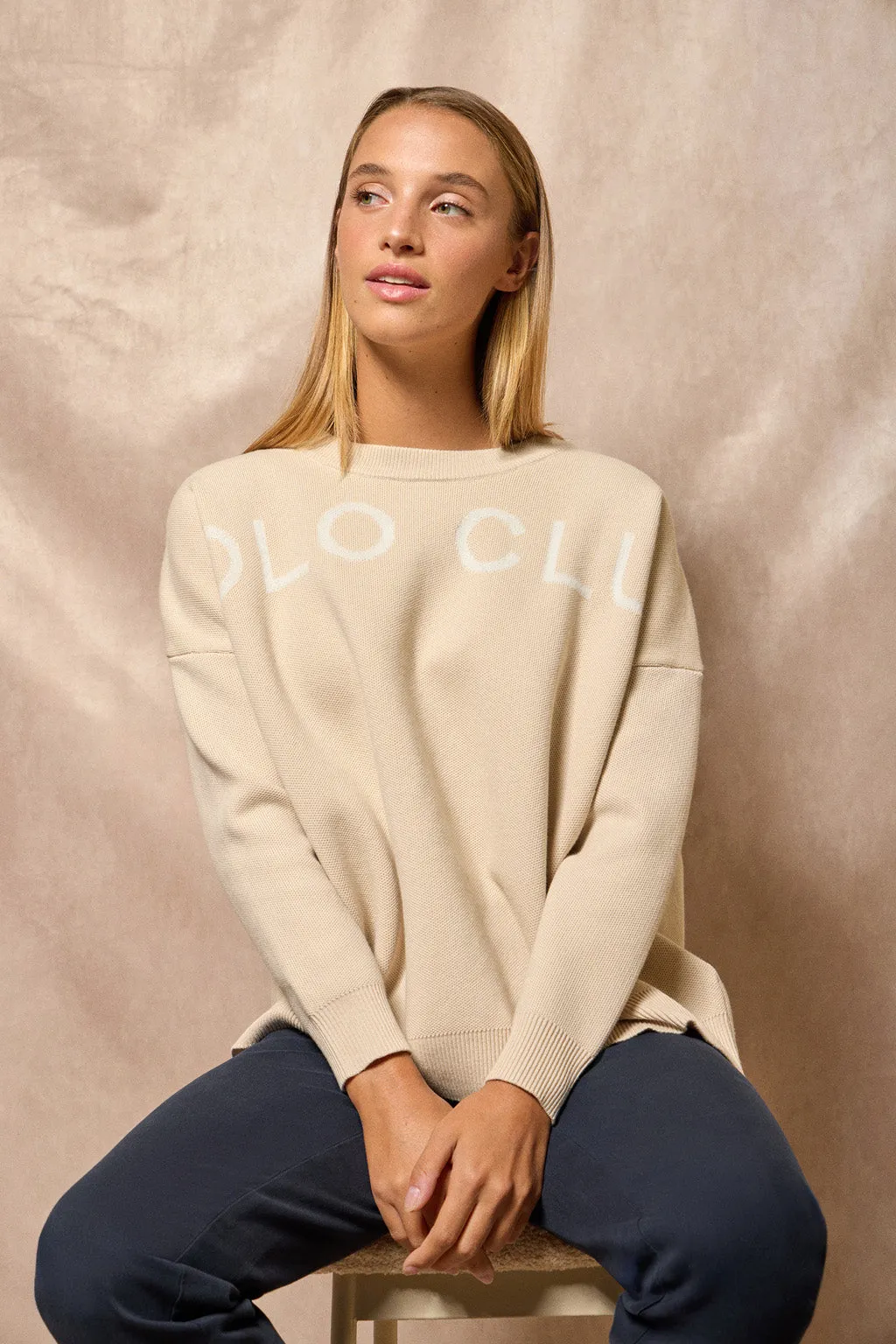 Jersey Gia de punto beige con logotipo Polo Club