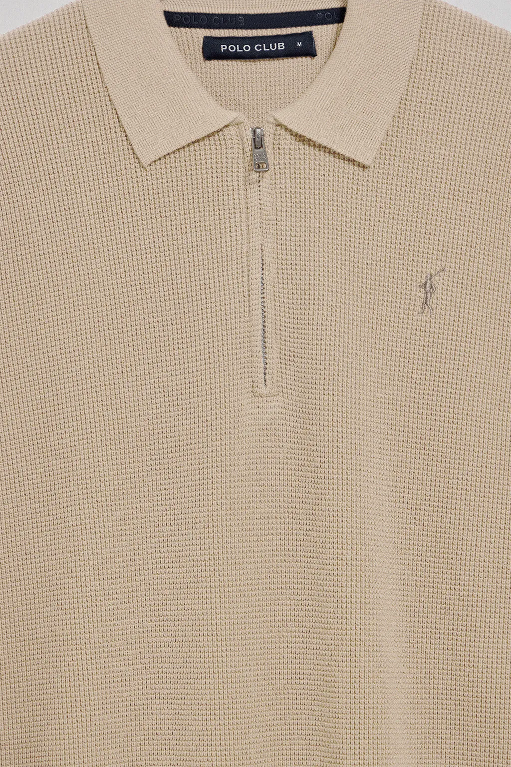 Jersey Pol beige con cuello de polo y cremallera y detalle Rigby Go