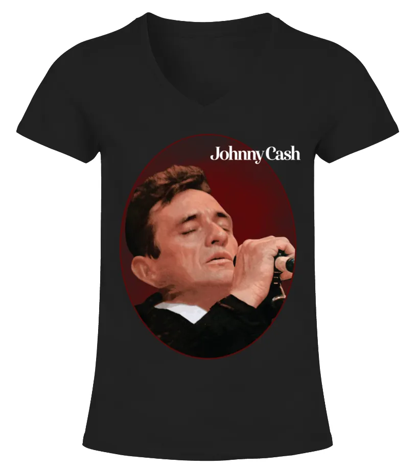 Johnny Cash 23 BK Camiseta cuello pico Mujer