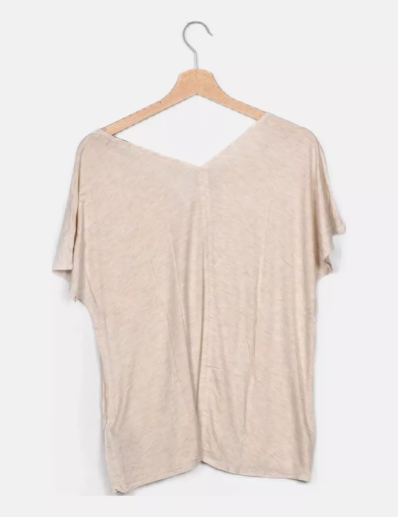 Massimo Dutti Camiseta beige básica