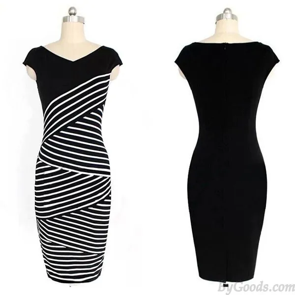 Multi Layer Striped Pencil Bodycon Dresses