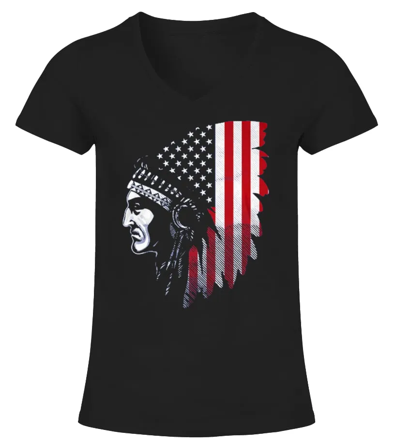 Native American Indian Shirt Camiseta cuello pico Mujer