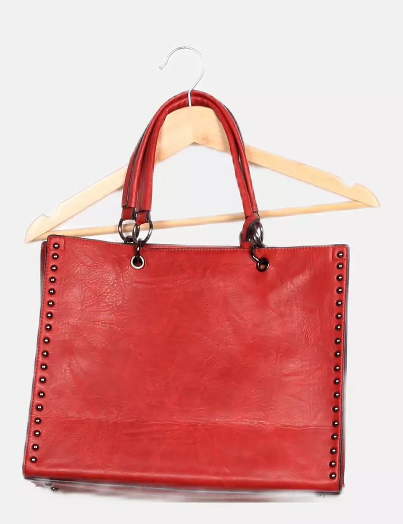 NoName Bolso tote burdeos con tachas