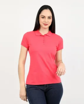 Polo Cuello Camisa Mujer Raquel Core Coral Carmesi