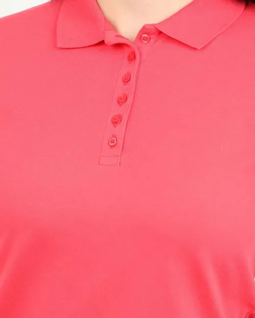 Polo Cuello Camisa Mujer Raquel Core Coral Carmesi