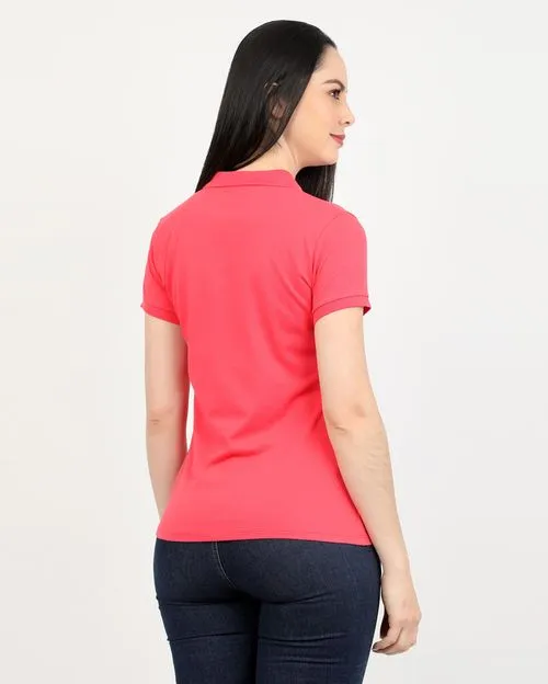 Polo Cuello Camisa Mujer Raquel Core Coral Carmesi