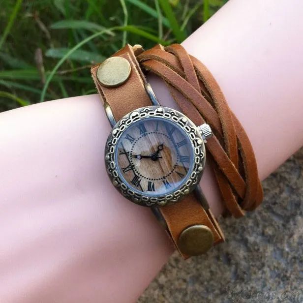 Retro Handmade Rivet Weave Bracelet Watch