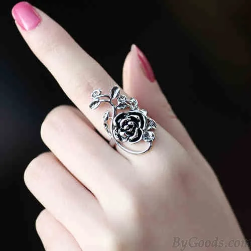 Retro Personality Rose Hollow Flower Ring