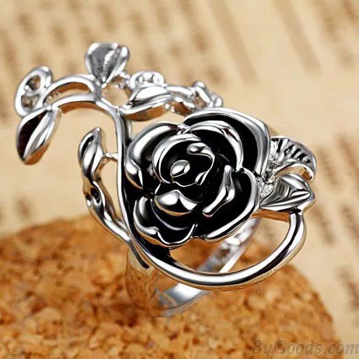 Retro Personality Rose Hollow Flower Ring