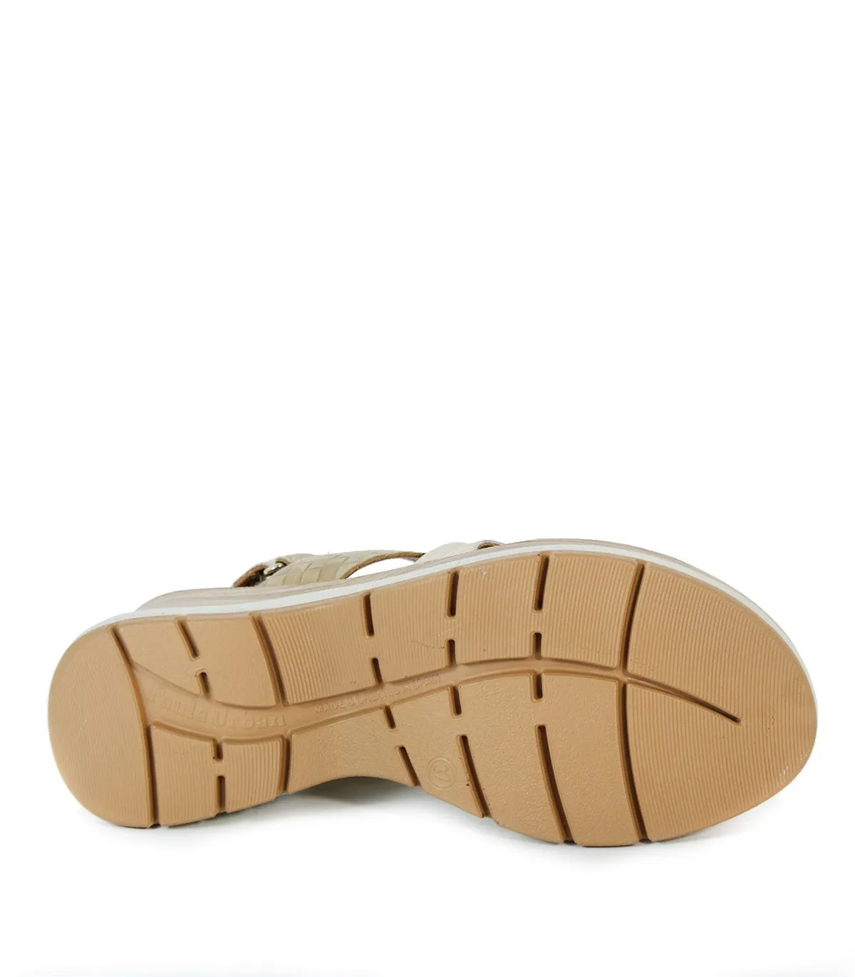 SANDALIAS DE CUÑA PAULA URBAN NABUK PERLA CUERO