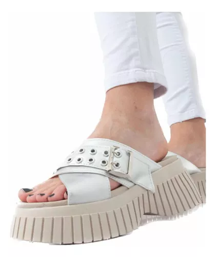 Sandalias De Mujer Plataforma Cómoda Liviana Negro Art-800