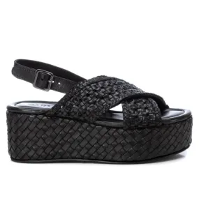 Sandalias de Piel 161638 negro -Altura plataforma 7cm-