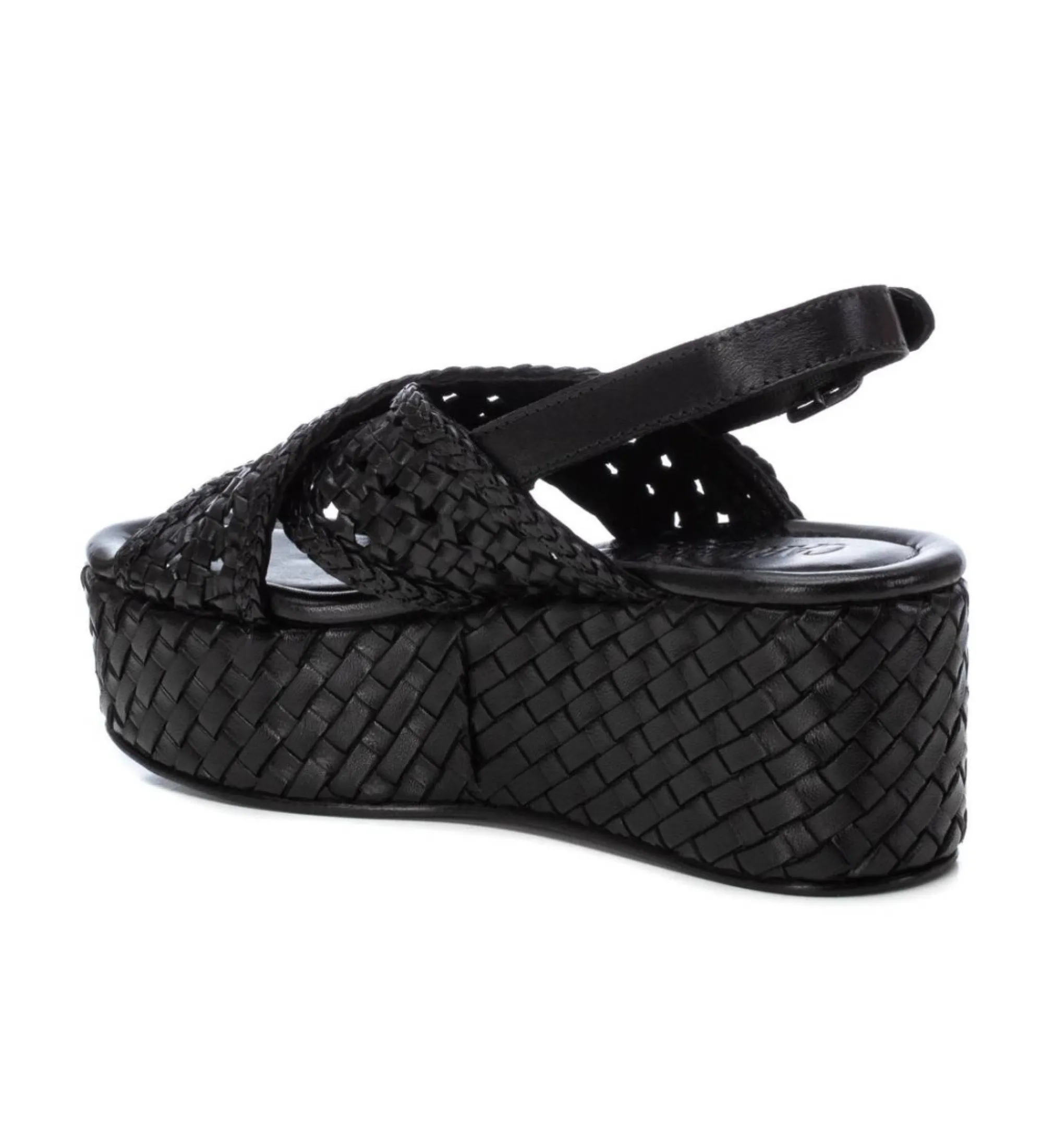 Sandalias de Piel 161638 negro -Altura plataforma 7cm-