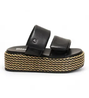 Sandalias de piel Opal 02 negro -Altura plataforma 6cm-