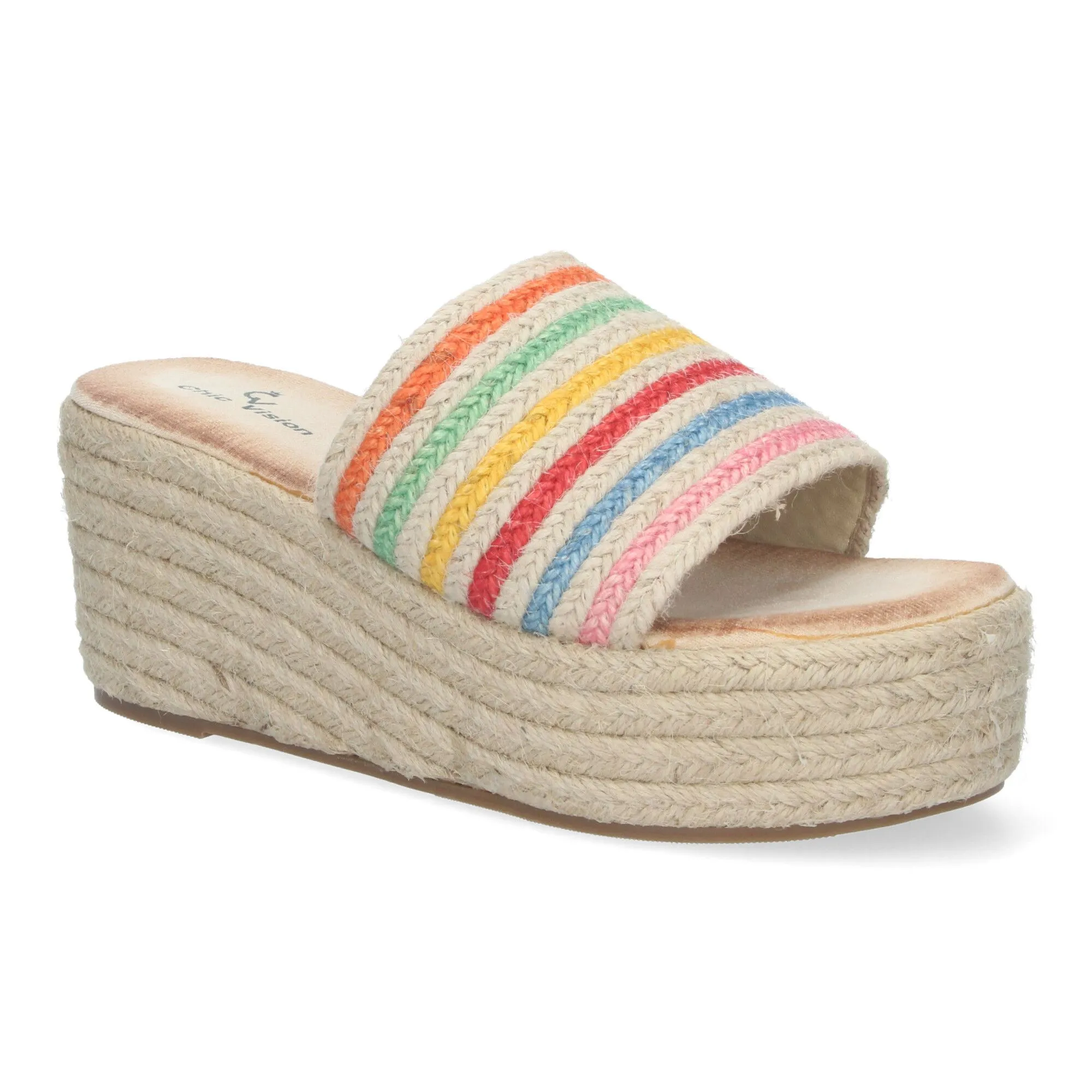 Sandalias de plataforma en yute para mujer multicolor TF5138