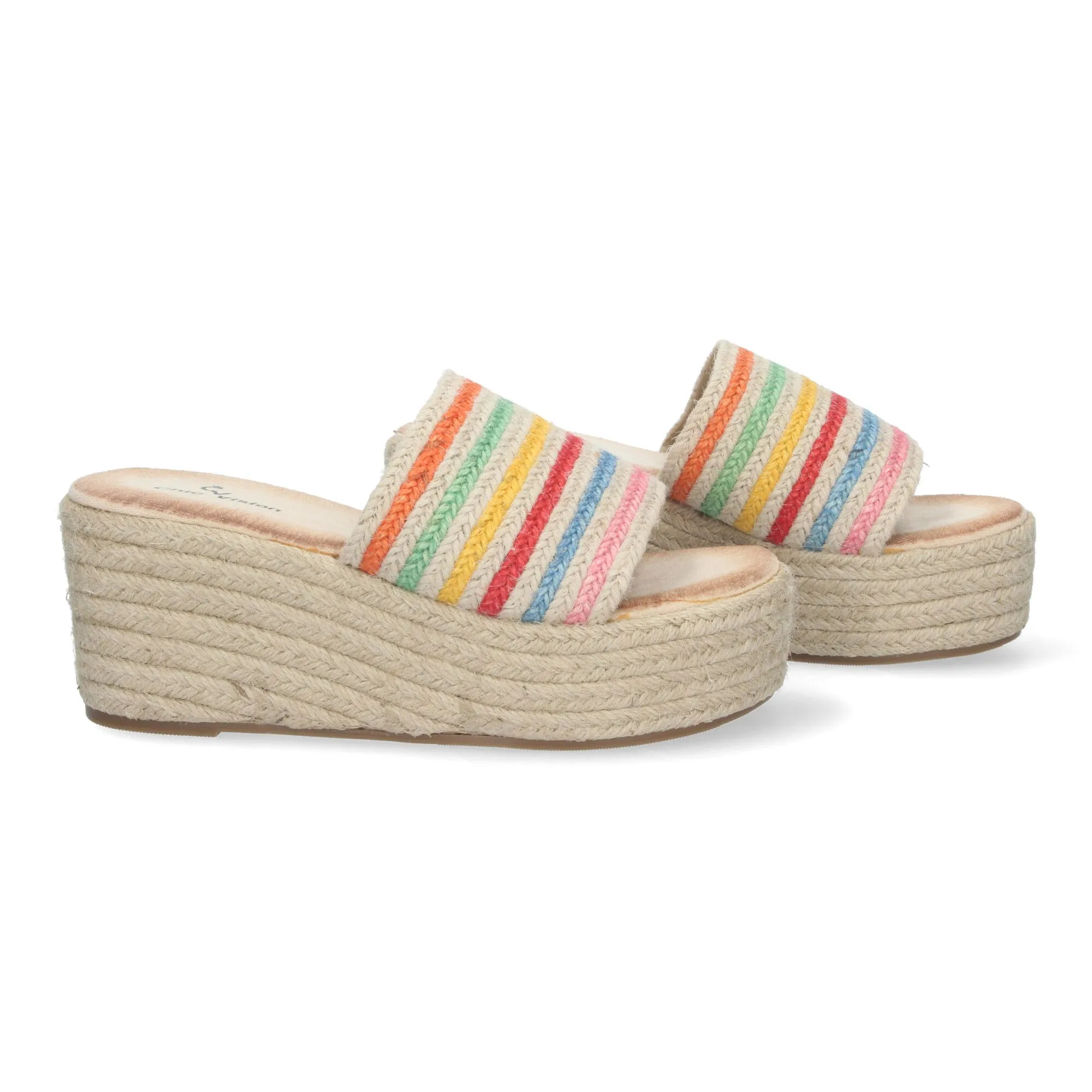 Sandalias de plataforma en yute para mujer multicolor TF5138