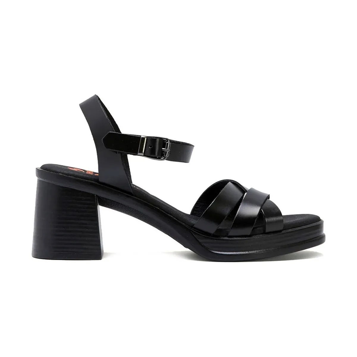 SANDALIAS DE TACÓN EN PIEL  ISIE 3052 NEGRO