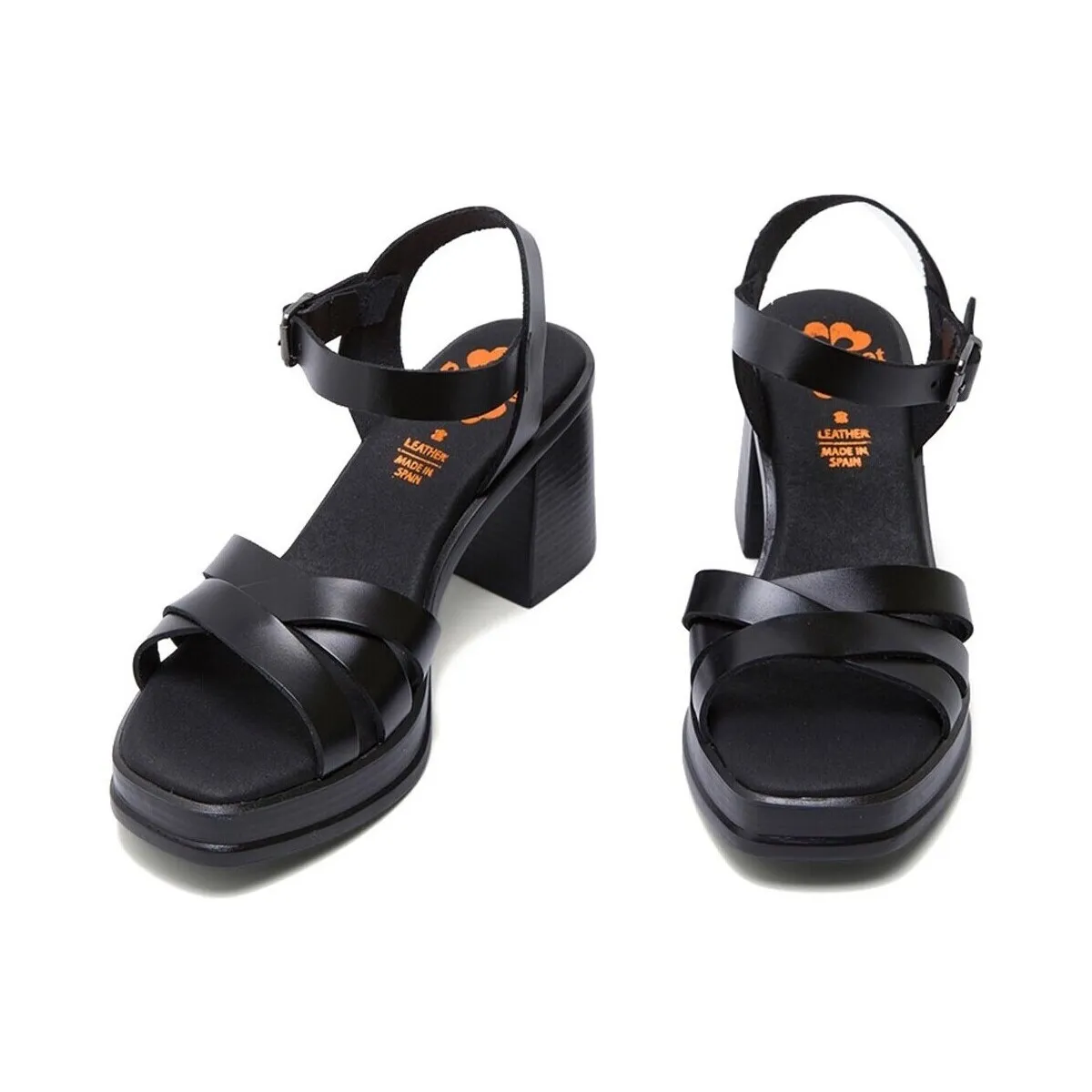 SANDALIAS DE TACÓN EN PIEL  ISIE 3052 NEGRO