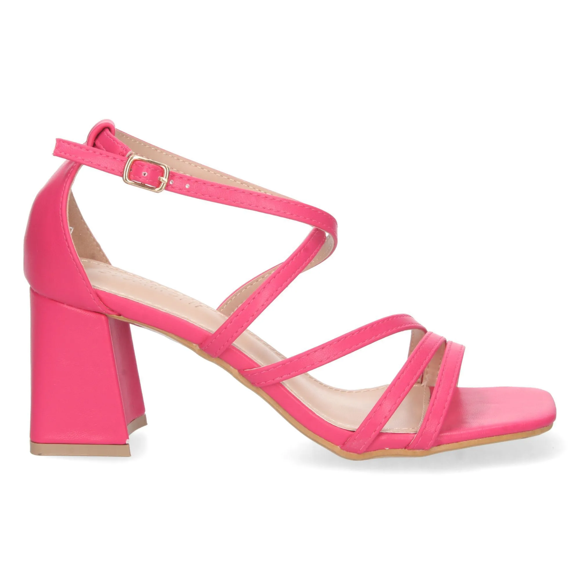 Sandalias de tacón pala cruzada mujer color fucsia