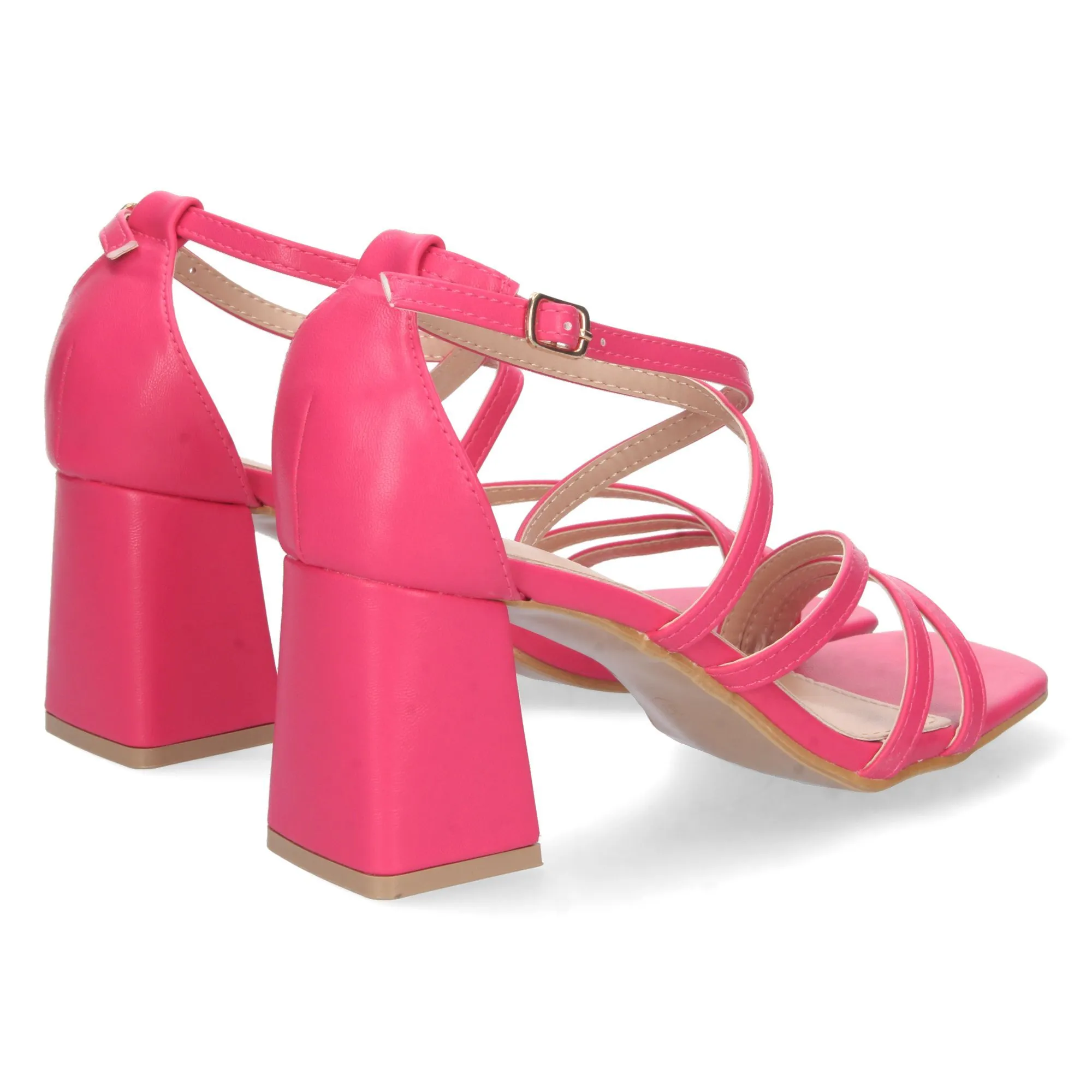 Sandalias de tacón pala cruzada mujer color fucsia