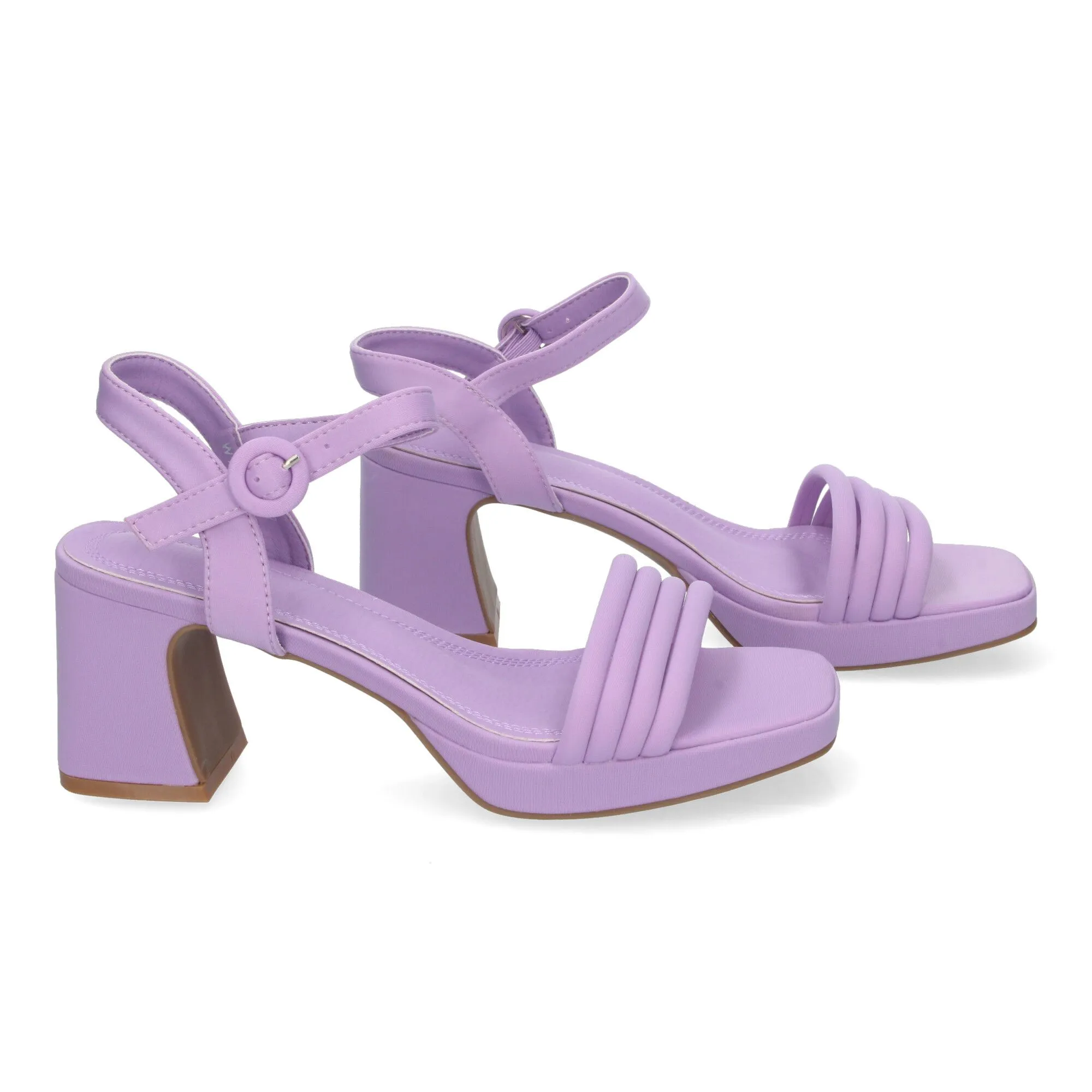 Sandalias de vestir tacón medio cómodo de mujer color lila W18-128