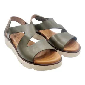 SANDALIAS MUJER PLATAFORMA PLANTA DE GEL PIEL VERDE