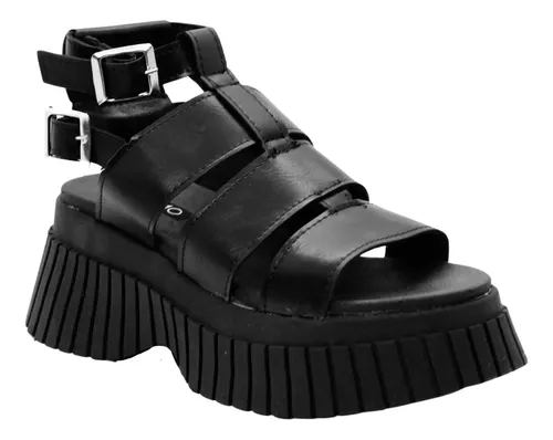 Sandalias Plataforma Alta Cómoda Liviana Moda Negro Art-830