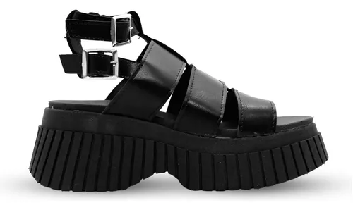 Sandalias Plataforma Alta Cómoda Liviana Moda Negro Art-830