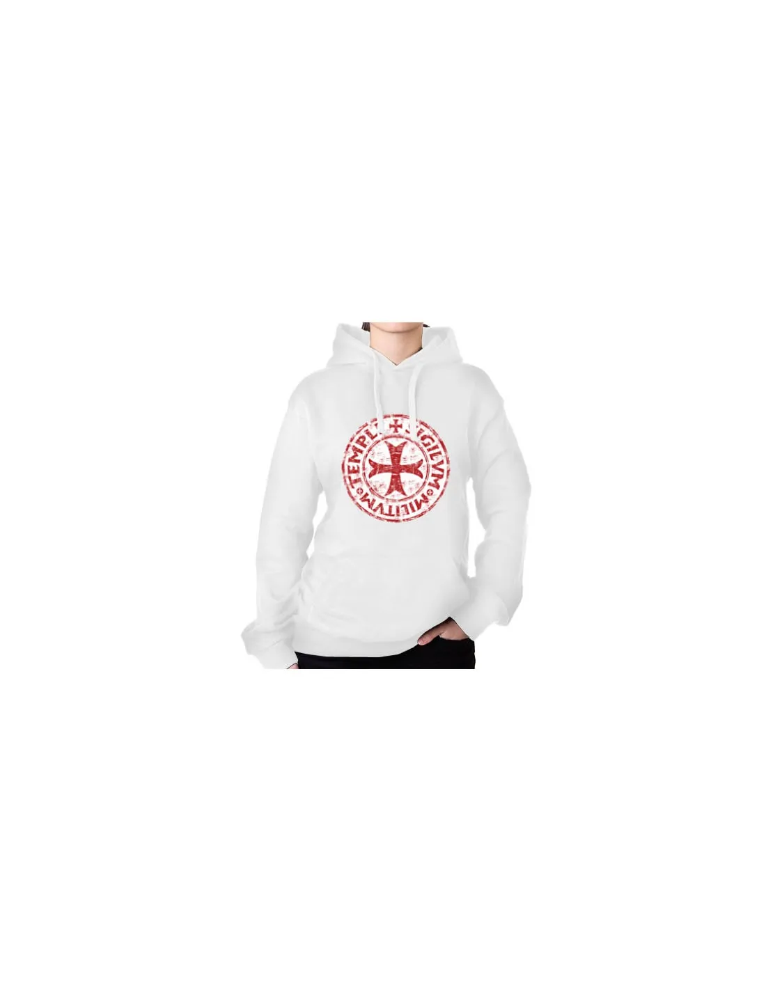 Sudadera Blanca Caballeros Templarios con Capucha