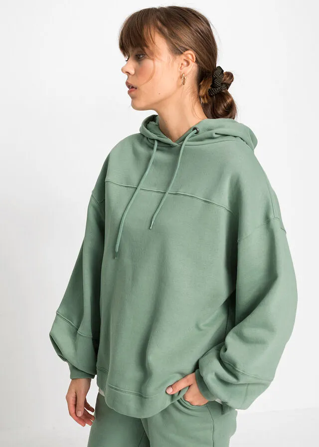 Sudadera holgada con capucha verde ahumado