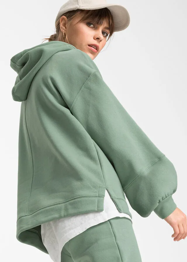 Sudadera holgada con capucha verde ahumado