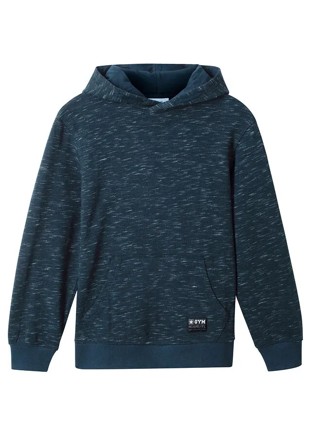 Sudadera jaspeada con capucha Azul jaspeado