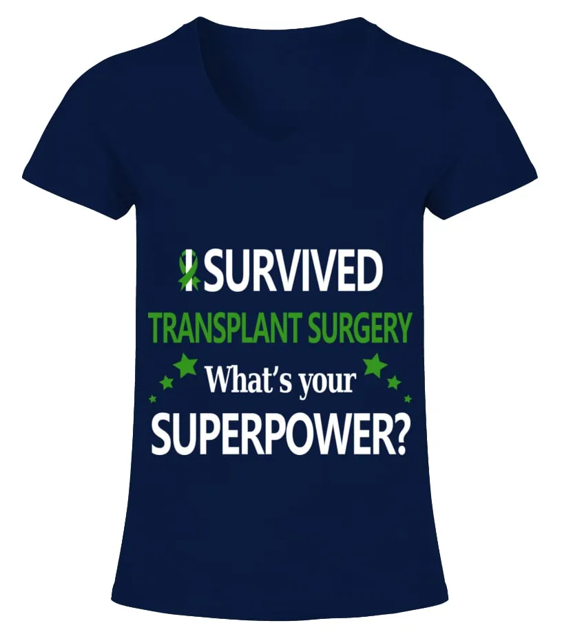 TRANSPLANT SURGERY-SURVIVOR Camiseta cuello pico Mujer