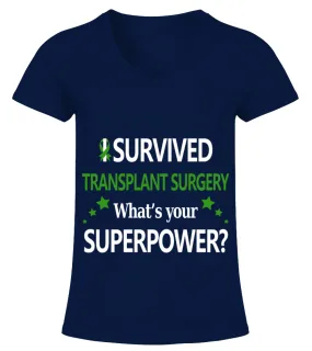 TRANSPLANT SURGERY-SURVIVOR Camiseta cuello pico Mujer