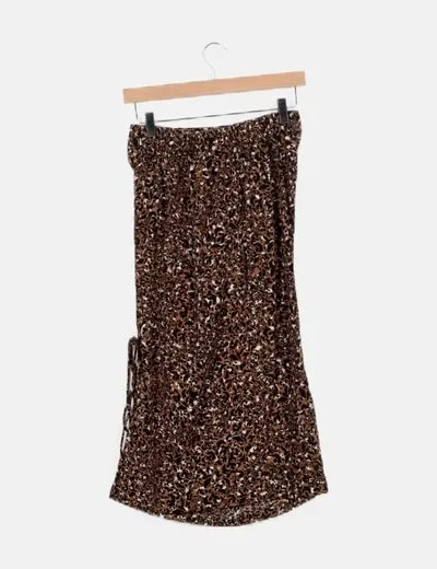 Vero Moda Falda midi animal print fruncida