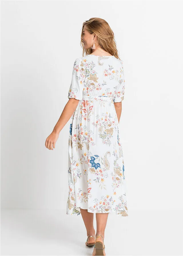 Vestido midi Blanco de flores