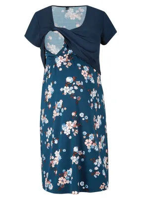 Vestido premamá/de lactancia, de flores Azul oscuro de flores