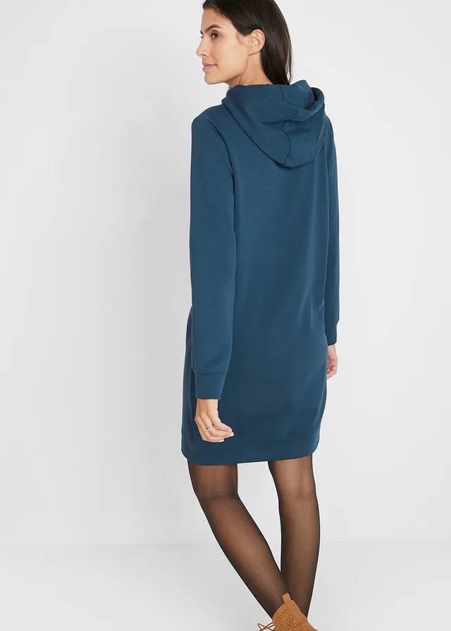 Vestido tipo sudadera con capucha Azul oscuro