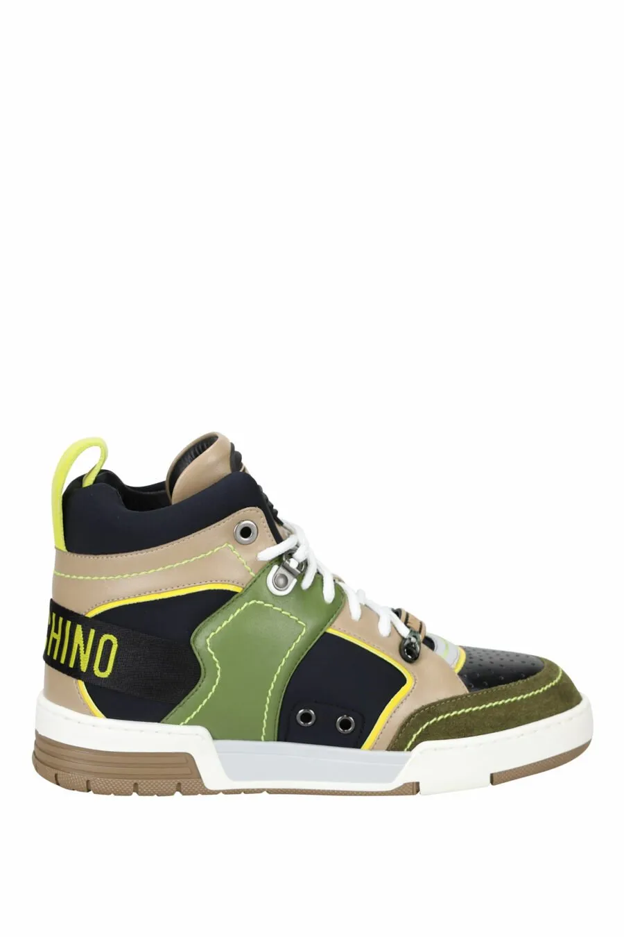 Zapatillas altas beige mix verde con logo